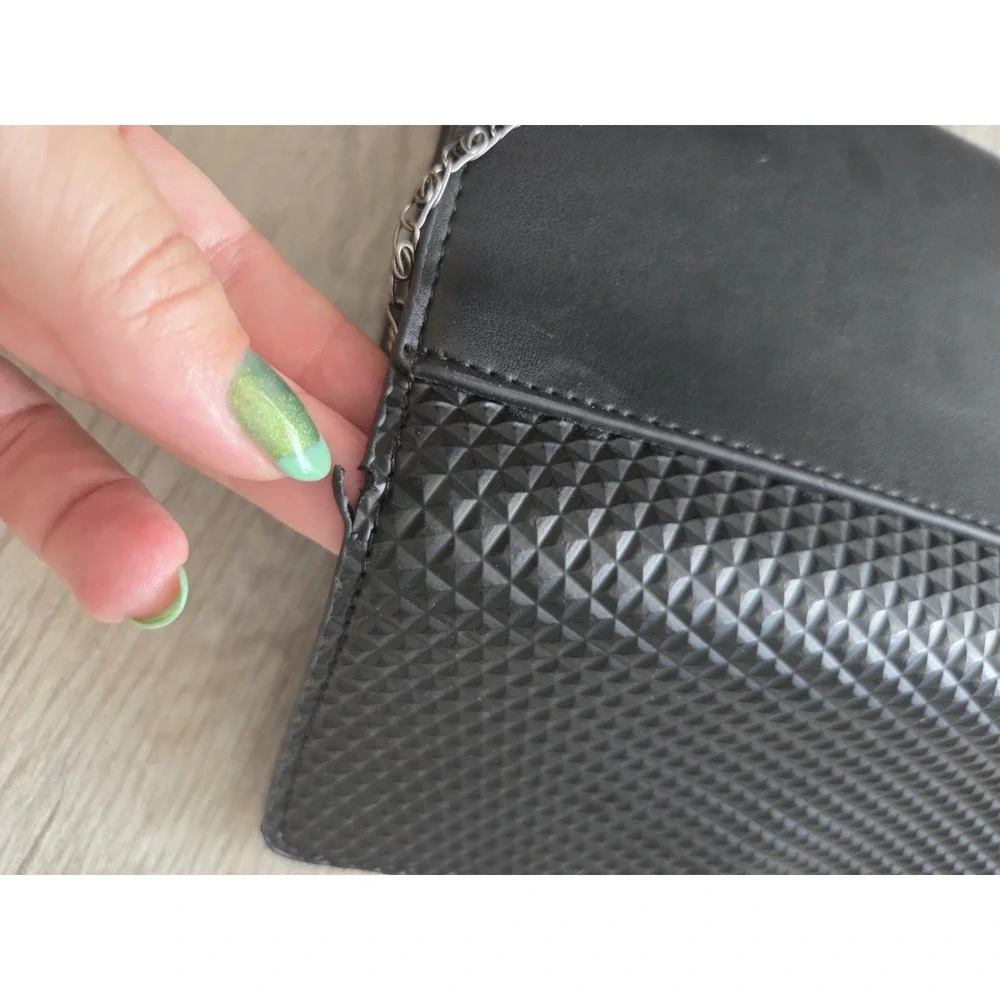 Neiman Marcus Black Evening Bag Studded Chain Strap Clutch Purse Cocktail Party